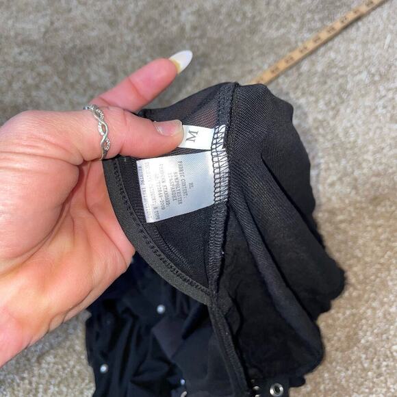 Pant's wide leg side ruffle semi sheer black dance costume COS Play dress up MD - Picture 9 of 9